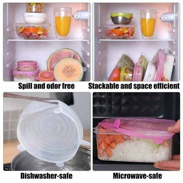 6 Pcs Silicone Covers Lid – Airtight bowl Cover Lid