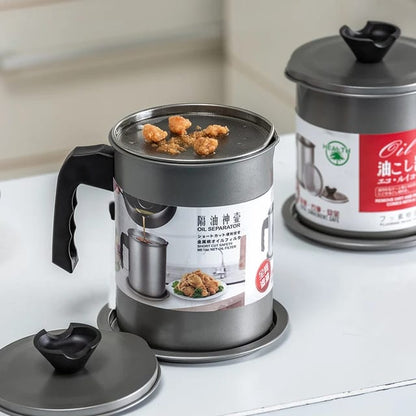 High Quality Stainless Steel Fryer Oil Filter Pot with Jug Cooking Pot