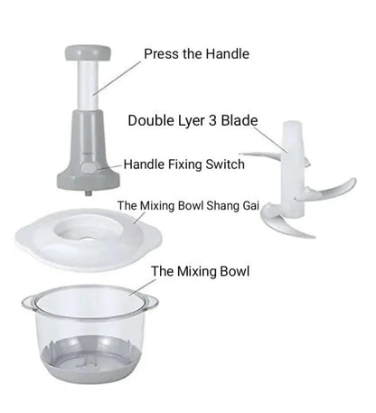 1500ml Manual Hand Chopper & Food Processor