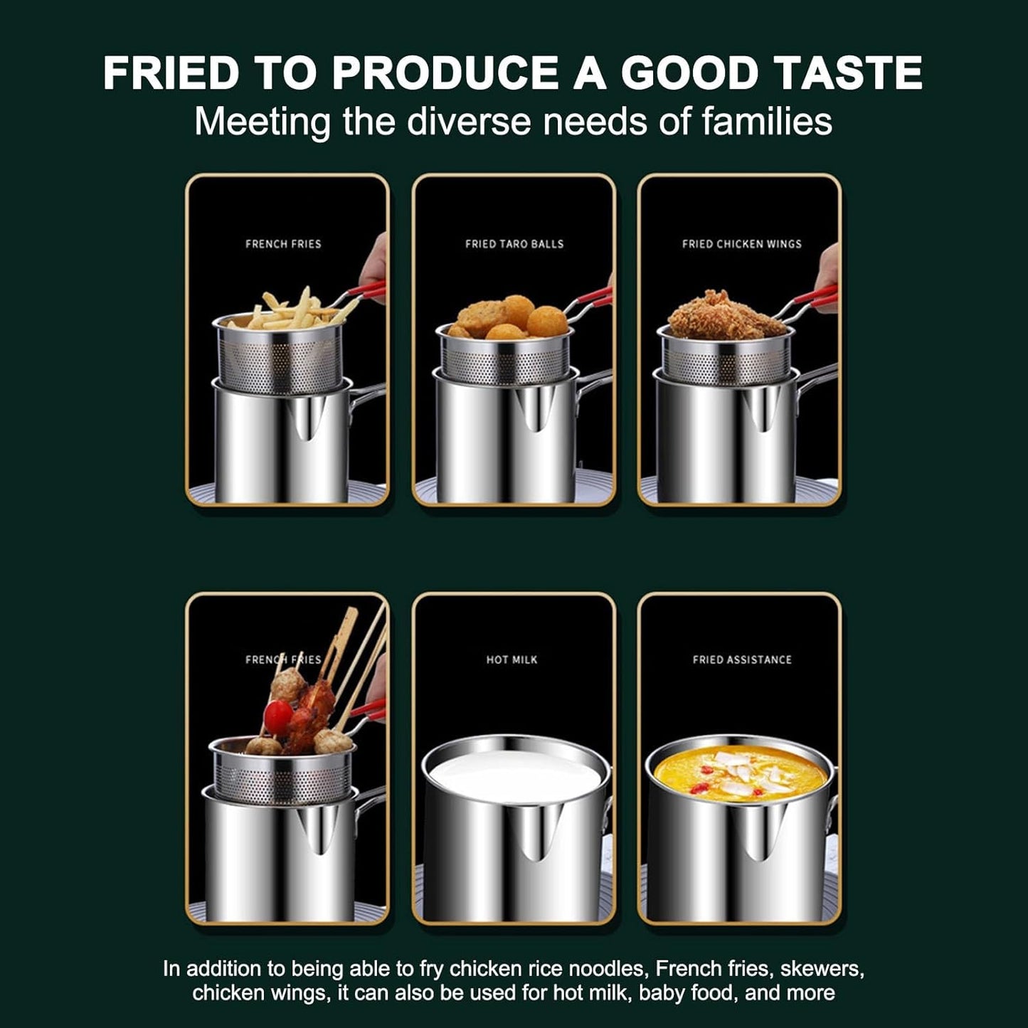 Stainless Steel Deep Frying Pot Strainer Basket