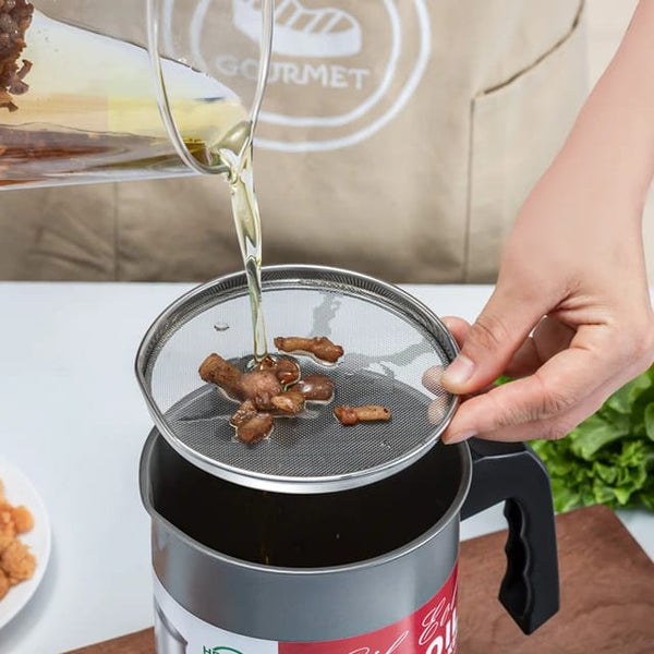 High Quality Stainless Steel Fryer Oil Filter Pot with Jug Cooking Pot